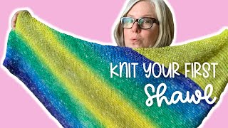 How to Knit a Triangle Shawl for Beginners  4 Easy Steps [upl. by Garner]