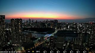 4K 東京  ライブカメラ Kachidoki sunset view Tokyo Live camera  Night [upl. by Raeann]