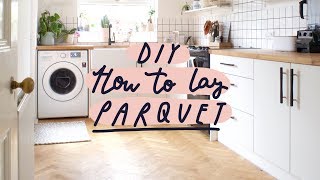 How To Lay a Parquet  Solid Oak Herringbone Floor  DIY [upl. by Selwin]