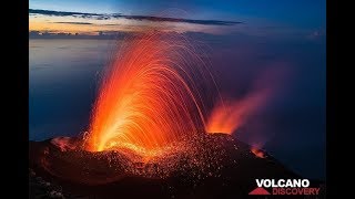 Stromboli volcano Italy erupts in spectacular fireworks  January 2019 [upl. by Lissa487]