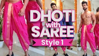 How to wear Dhoti with Saree Style 1 [upl. by Linc39]