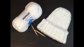 HOW TO KNIT  EASY RIBBED HAT  in the round [upl. by Maddis27]