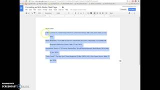 Formatting an MLA Works Cited Page in Google Docs [upl. by Aititil]