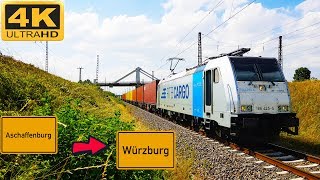 【4K】 Führerstandsmitfahrt Aschaffenburg HBF nach Würzburg HBF über Veitshöchheim Gemünden Lohr [upl. by Heilner]