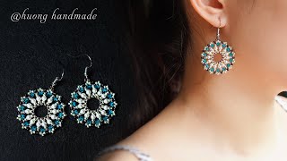 Mandala beaded earrings Super easy tutorial How to make jewelry for beginners [upl. by Avilla238]