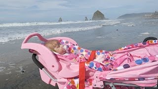 Reborn Baby Doll Goes to the Beach in Joovy Stroller [upl. by Suoivatnod]