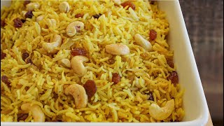 Cashew amp Raisin Rice Pilaf Recipe  How to make Rice Pilaf [upl. by Enelez]