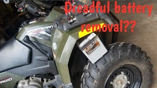 09 sportsman 400 battery removal [upl. by Haelam]