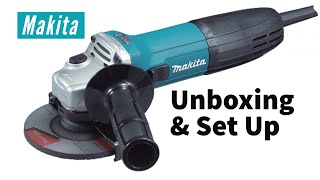 Makita GA4530R Angle Grinder  Unboxing and Setting Up [upl. by Anifled682]