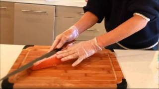 Professional Japanese Chef Preparing Sashimi [upl. by Ahsiatal]