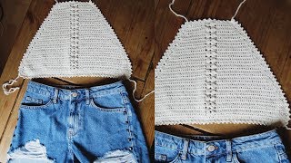 Crochet halter top tutorial [upl. by Meeharb]