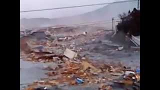 2011 Japan Tsunami ascending the river in Kesennuma extended [upl. by Brodie]