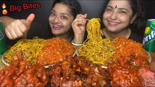 SPICY SCHEZWAN FRIED RICE 🔥 HAKKA NOODLES CHICKEN LOLLIPOP AND CHILLI CHICKEN  FOOD EATING SHOW [upl. by Okun]