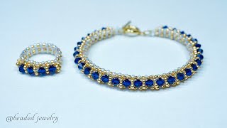 How to make beaded jewelry Elegant bracelet and ring [upl. by Ettedo]