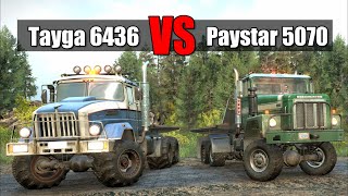 Snowrunner Tayga 6436 vs International Paystar 5070  Best offroad Truck [upl. by Rotceh900]