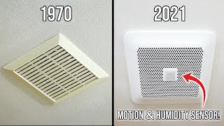 How To Replace And Install A Bathroom Exhaust Fan To A Quiet Motion Sensor Exhaust Fan DIY Tutorial [upl. by Nyrek]