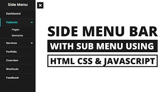 Sidebar Menu with submenu using HTML CSS amp JavaScript [upl. by Reldnahc]