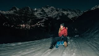 ❄ Night Sledding 🛷 in the Swiss 🇨🇭 Alps [upl. by Brocklin]