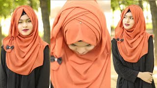 Criss Cross Hijab Style With ChiffonJorjet Hijab For Summer  MUNA [upl. by Danielle982]