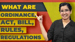 Difference between an Act Bill Ordinance Rules Regulations  Explained [upl. by Anes36]