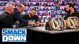 WWE Champion vs Universal Champion contract signing SmackDown Nov 20 2020 [upl. by Nylssej]