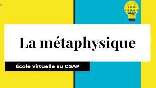 Philosophie La métaphysique [upl. by Oidivo]