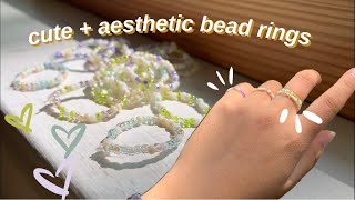 DIY BEADED RINGS TUTORIAL  easy aesthetic cute [upl. by Ybocaj836]