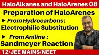 HaloAlkanes and HaloArenes 08  Preparation of HaloArene  Sandmeyer n Gattermann Reaction JEENEET [upl. by Juta]