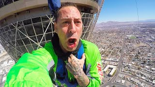 SKY JUMP AT THE STRAT LAS VEGAS  TERRIFYING Travel Vlog [upl. by Rohclem]