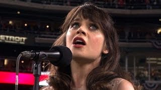 WS2012 Gm3 Zooey Deschanel sings the national anthem [upl. by Nashbar]