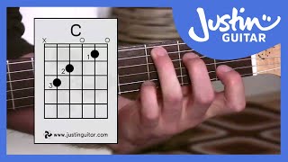 C Chord  Guitar For Beginners  Stage 3 Guitar Lesson  JustinGuitar BC132 [upl. by Annairol]