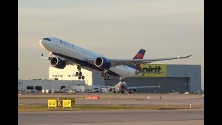 4K Delta A330NEO take off DTW First Rev Flt [upl. by Nathanoj61]