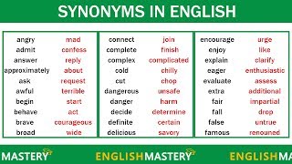 Learn 150 Common Synonyms Words in English to Improve your Vocabulary [upl. by Placia]