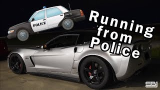 Corvette RUNS from COPS after STREET RACE [upl. by Eilojne]