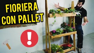 🌼FIORIERA in legno CON PALLET🌹 fai da te BELLA E RESISTENTE [upl. by Anyr]