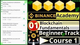 Binance Academy Course 1 Blockchain Fundamentals  Quiz Answers  Beginner Track [upl. by Hamlen]