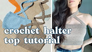 Easy Crochet Halter Top Tutorial  Beginner Friendly [upl. by Carli]