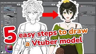 5 easy steps to draw a Vtuber model [upl. by Jammin68]