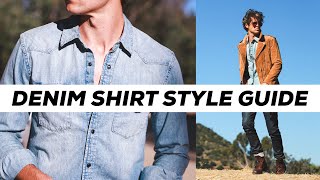 How to Style a Denim Shirt  Outfit Ideas  Parker York Smith [upl. by Ahsiekan]