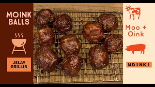 BBQ MOINK BALLS  Smoked Barbecue Meatballs on the Weber Genesis II Gas Grill MOO  OINK [upl. by Adnamma]