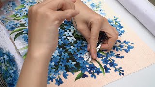 Embroidery by hand for a beautiful embroidery picture  Embroidery Art  Blue Phlox Flowers pattern [upl. by Lipman]