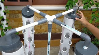 DIY  How to make Vertical Hydroponic System using 4 Towers Part 2  hydroponic farming at home [upl. by Stroup415]