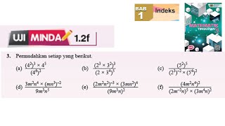 KSSM Matematik Tingkatan 3 Bab 1 indeks hukum indeks uji minda 12f no3 buku teks form 1 pt3 [upl. by Leahkim]