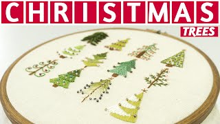 12 Hand Embroidery Designs in 10 MINUTES  Christmas Embroidery Tutorial by DIY Stitching [upl. by Ellemrac]