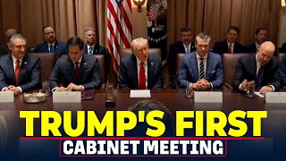 President Donald Trumps first Cabinet meeting Elon Musk DOGE USA America Federal Workers [upl. by Patti]