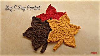 Easy Crochet Fall Autumn Leaf  Bagoday Crochet  Tutorial 344 [upl. by Shepherd]