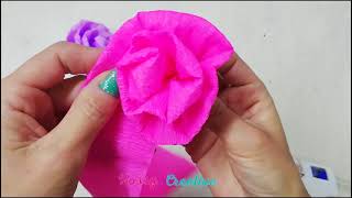 FLORES DE PAPEL CREPÉ FÁCILES  Como hacer flores de papel fáciles [upl. by Mercier987]