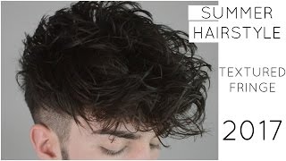 Textured Fringe  Mens Summer Hairstyle  Disconnected Undercut [upl. by Solracesoj]