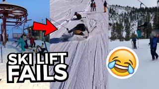 FUNNIEST Ski Lift Fails  Skiers amp Snowboarders Falling Off Ski Lifts 😂 [upl. by Ellenwahs]