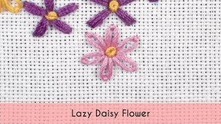 Lazy Daisy Flower  Beginner Embroidery Tutorial [upl. by Jat574]